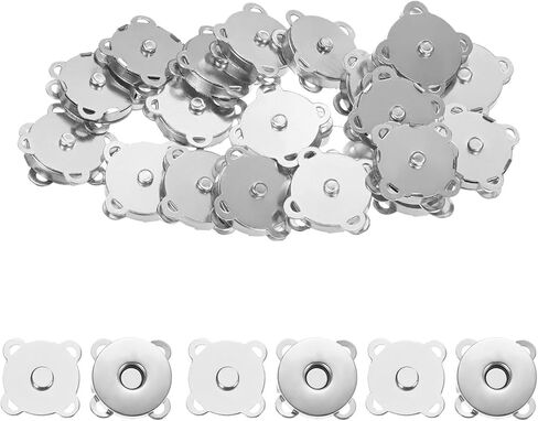 أزرار كبس مغناطيسية [30 مجموعة] - إغلاق مغناطيسي برقوقي يستخدم لحقائب اليد والخياطة والحرف اليدوية والمحافظ والملابس والحقائب - [أسود - 14 مم/0.6 بوصة] - زر مشابك المحفظة in Kuwait