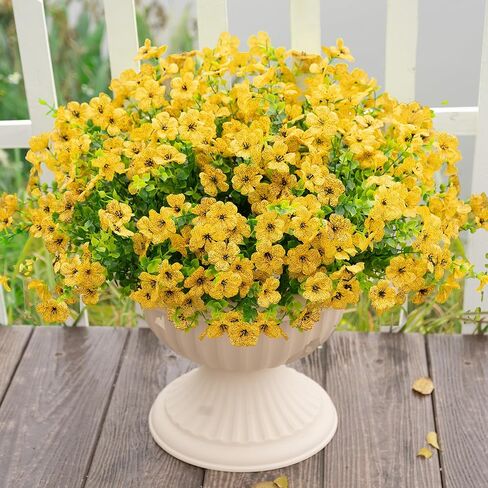 16 Bundles Artificial Fake Flowers Plants for Outdoors Spring Summer Decor,Faux Flowers Plant Silk Daisy UV Resistant for Outside Planters Front Porch Patio Yard Garden Home(Red,Purple,Yellow,Fuchsia) in Saudi Arabia