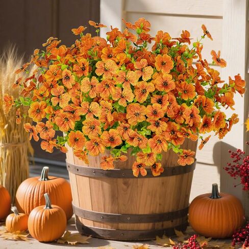 16 Bundles Artificial Fake Flowers Plants for Outdoors Spring Summer Decor,Faux Flowers Plant Silk Daisy UV Resistant for Outside Planters Front Porch Patio Yard Garden Home(Red,Purple,Yellow,Fuchsia) in Saudi Arabia