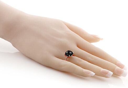 Gem Stone King 3.75 Cttw Black Onyx Ring For Women | 10MM Checkerboard Square Cut Gemstone Birthstone Ring | 925 Sterling Silver Rose Gold Plated | Wedding Engagement Anniversary Promise Ring in Saudi Arabia