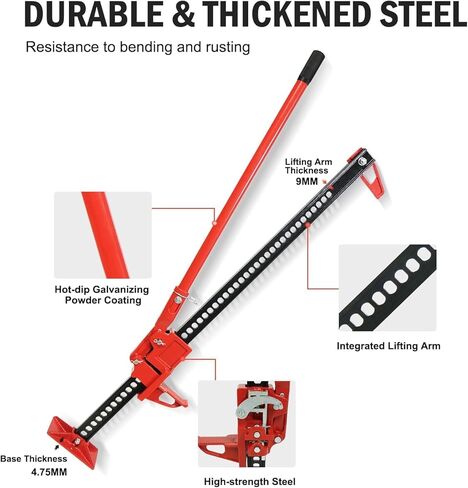 48'' Heavy Duty Farm Jack, 6600 LBS Capacity Off Road Bumper Jack, Ratchet Operated High Lift Jack for Truck SUV Tractor in Kuwait