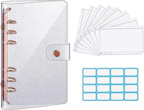 A6 Clear Soft PVC Binder Budget Notebook Cover Planner Folder Cash Envelope System with 8PCS Zipper Pockets(A6 Daisy-8pcs) in Saudi Arabia