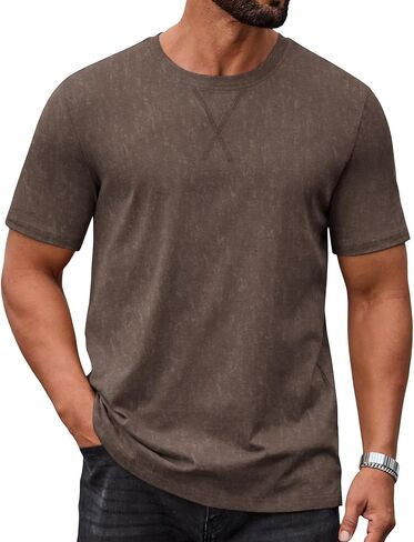 COOFANDY Mens 100% Cotton T-Shirts Short Sleeve T Shirt Crew Neck Tees Casual Wash Basic Tee Shirts in Saudi Arabia