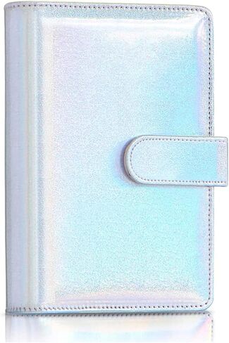 A6 PU Leather Notebook Refillable 6 Ring Binder Cover,Rainbow Budget Planner Cash Envelopes,with Magnetic Buckle Closure(Laser Blue) in Saudi Arabia