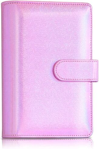 A6 PU Leather Notebook Refillable 6 Ring Binder Cover,Rainbow Budget Planner Cash Envelopes,with Magnetic Buckle Closure(Laser Blue) in Saudi Arabia