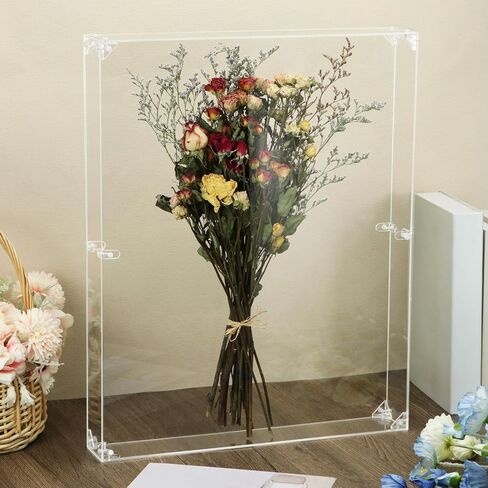 حافظة عرض صندوق الظل الأكريليك QWORK - إطار عرض تجميعي شفاف مقاس 16 × 20 بوصة، إطار صندوق ظل بعمق داخلي 2.55 بوصة لسطح الطاولة أو التثبيت على الحائط in Saudi Arabia