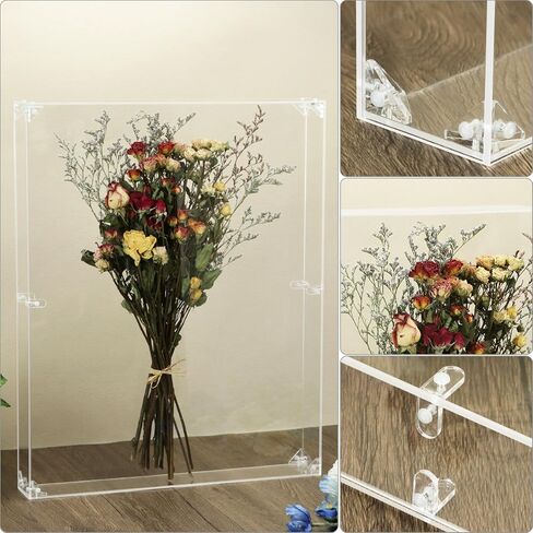حافظة عرض صندوق الظل الأكريليك QWORK - إطار عرض تجميعي شفاف مقاس 16 × 20 بوصة، إطار صندوق ظل بعمق داخلي 2.55 بوصة لسطح الطاولة أو التثبيت على الحائط in Saudi Arabia