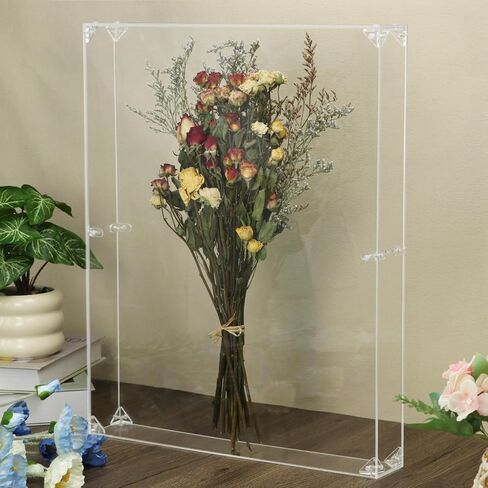 حافظة عرض صندوق الظل الأكريليك QWORK - إطار عرض تجميعي شفاف مقاس 16 × 20 بوصة، إطار صندوق ظل بعمق داخلي 2.55 بوصة لسطح الطاولة أو التثبيت على الحائط in Saudi Arabia