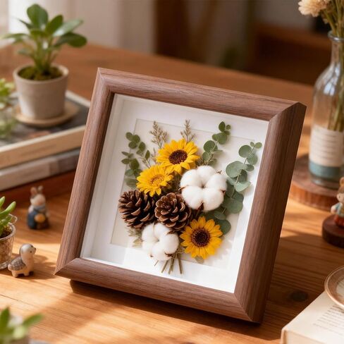 4'' Shadow Box Frame - Solid Wood Picture Frame - Sturdy Rustic Memory Box Display Case for Photos, Flower,Memorabilia, Medals, Wedding, Pins, Awards,Tickets and 3D Items in Saudi Arabia