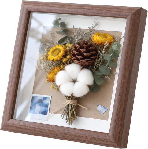 4'' Shadow Box Frame - Solid Wood Picture Frame - Sturdy Rustic Memory Box Display Case for Photos, Flower,Memorabilia, Medals, Wedding, Pins, Awards,Tickets and 3D Items in Saudi Arabia