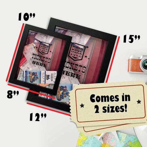 XL 15"X12" - Ticket Shadow Box - Memento Frame - Large Slot on Top of Frame - Memory Box Storage for Any Size Tickets. Best for Storing Concert Movie Theater & Sporting Event Ticket Stubs in Saudi Arabia