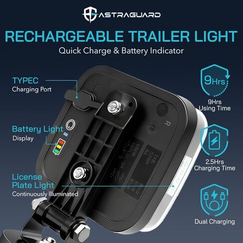 أضواء مقطورة لاسلكية، أضواء سحب مغناطيسية، مجموعة إضاءة مقطورة لاسلكية LED قابلة لإعادة الشحن للشاحنات والقوارب ومركبات RV والمعسكرات ومقطورات المرافق، مقاومة للماء IP67 (أسود) in Saudi Arabia