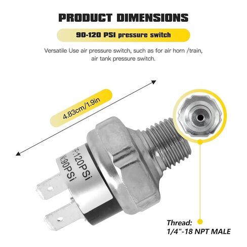 جديد مفتاح ضغط الهواء 90-120 PSI 1/4 "-18 NPT DC 24V 12V ضاغط الهواء 120PSI 90PSI in Kuwait
