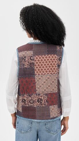 Faherty Women's Indigo Quilted Patchwork Vest in Saudi Arabia