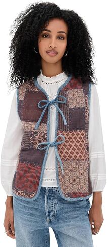 Faherty Women's Indigo Quilted Patchwork Vest in Saudi Arabia