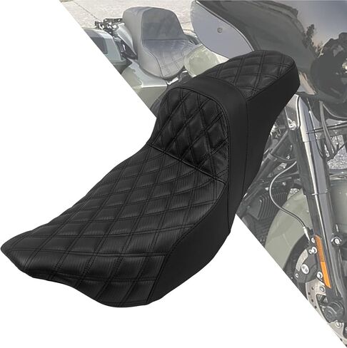 HDBUBALUS Motorcycle Seat Driver & Passenger Seat Fit For Harley Touring Road King Street Glide Road Glide Electra Glide 2009-2023 Black Stitching in Saudi Arabia
