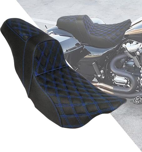 HDBUBALUS Motorcycle Seat Driver & Passenger Seat Fit For Harley Touring Road King Street Glide Road Glide Electra Glide 2009-2023 Black Stitching in Saudi Arabia