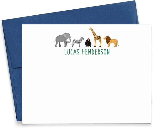 Personalized ZOO Stationary with Envelopes, Personalized Animal Note Cards for Boys or Girls, Animal Stationary Set for Girl or Boys, Animal Stationery Set, Your Choice of Colors and Quantity in Saudi Arabia