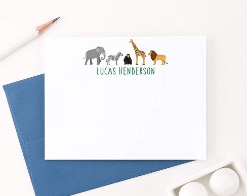 Personalized ZOO Stationary with Envelopes, Personalized Animal Note Cards for Boys or Girls, Animal Stationary Set for Girl or Boys, Animal Stationery Set, Your Choice of Colors and Quantity in Saudi Arabia