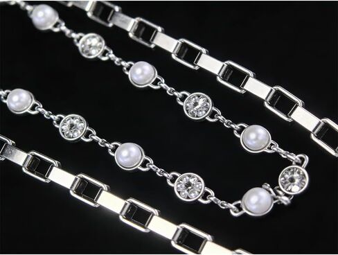 Gothic Pearl Jean Chain for Men & Women - Punk Style Metal Wallet Chain with Pearl Accents, Heavy Duty Biker Pants Chain, Silver Hip Hop Pocket Accessory in Saudi Arabia
