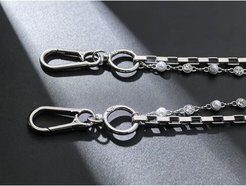 Gothic Pearl Jean Chain for Men & Women - Punk Style Metal Wallet Chain with Pearl Accents, Heavy Duty Biker Pants Chain, Silver Hip Hop Pocket Accessory in Saudi Arabia