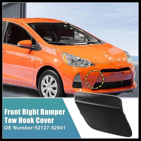 Unpainted Front Right Bumper Tow Hook Cover for Toyota Prius C 2012-2015 Front Bumper Tow Hook Eye Cap No.52127-52941 Black Durable Material in Saudi Arabia