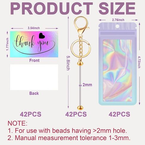 126 قطعة من قضبان سلسلة المفاتيح القابلة للخرز السائبة مجموعة صنع سلسلة المفاتيح الفارغة DIY لوازم سلسلة المفاتيح الخرزية 42 قضبان سلسلة مفاتيح معدنية 42 كيسًا 42 بطاقة شكر متضمنة للنساء والرجال وعيد الأم وهدية عيد الميلاد in Kuwait