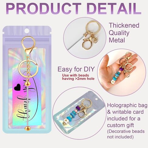 126 قطعة من قضبان سلسلة المفاتيح القابلة للخرز السائبة مجموعة صنع سلسلة المفاتيح الفارغة DIY لوازم سلسلة المفاتيح الخرزية 42 قضبان سلسلة مفاتيح معدنية 42 كيسًا 42 بطاقة شكر متضمنة للنساء والرجال وعيد الأم وهدية عيد الميلاد in Kuwait