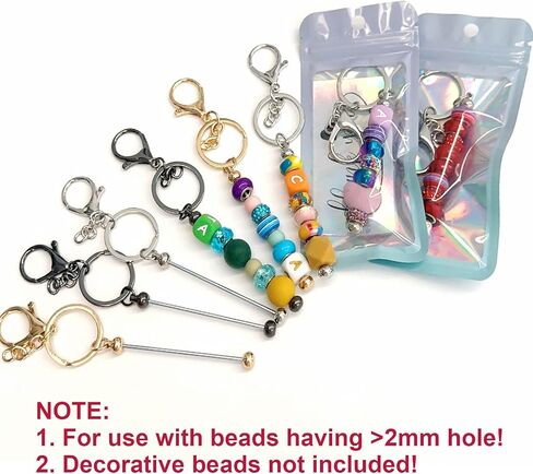 126 قطعة من قضبان سلسلة المفاتيح القابلة للخرز السائبة مجموعة صنع سلسلة المفاتيح الفارغة DIY لوازم سلسلة المفاتيح الخرزية 42 قضبان سلسلة مفاتيح معدنية 42 كيسًا 42 بطاقة شكر متضمنة للنساء والرجال وعيد الأم وهدية عيد الميلاد in Kuwait