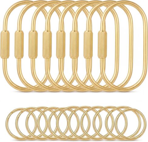 Tiezzi 8 Pack Gold Carabiner Key Ring Clip,Premium Brass Screw Lock Keychain Holder for Backpacks,Cute Bag Charms for Handbags & Purses,Durable Key Chain Hooks Accessories for Women & Men in Saudi Arabia