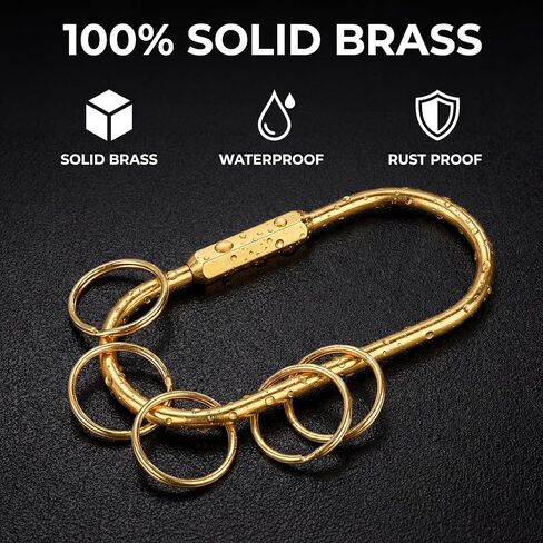 Tiezzi 8 Pack Gold Carabiner Key Ring Clip,Premium Brass Screw Lock Keychain Holder for Backpacks,Cute Bag Charms for Handbags & Purses,Durable Key Chain Hooks Accessories for Women & Men in Saudi Arabia
