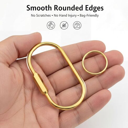 Tiezzi 8 Pack Gold Carabiner Key Ring Clip,Premium Brass Screw Lock Keychain Holder for Backpacks,Cute Bag Charms for Handbags & Purses,Durable Key Chain Hooks Accessories for Women & Men in Saudi Arabia