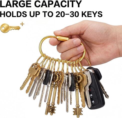 Tiezzi 8 Pack Gold Carabiner Key Ring Clip,Premium Brass Screw Lock Keychain Holder for Backpacks,Cute Bag Charms for Handbags & Purses,Durable Key Chain Hooks Accessories for Women & Men in Saudi Arabia