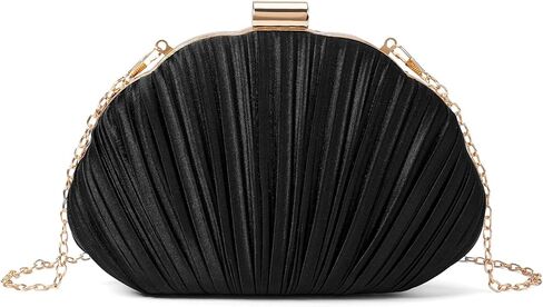 Pleated Satin Seashell Evening Clutch Purse for Women Elegant Clutch Handbag Shoulder Bag with Chain for Wedding in Saudi Arabia