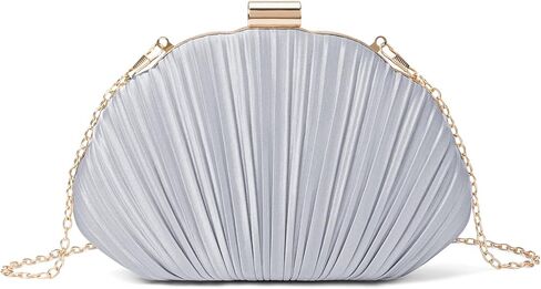 Pleated Satin Seashell Evening Clutch Purse for Women Elegant Clutch Handbag Shoulder Bag with Chain for Wedding in Saudi Arabia