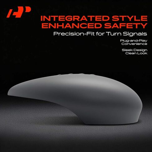 A-Premium Driver Side Rearview Mirror Cover Cap - Compatible with Ford Fiesta 2011-2019 - Primed Gray, with Turn Signal Hole in Saudi Arabia