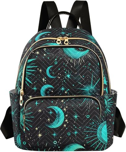 ALAZA Teal Blue Sun Moon and Stars Small Backpack Purse for Women Travel Bag Lightweight Shoulder Bag Fashion Daypack in Saudi Arabia