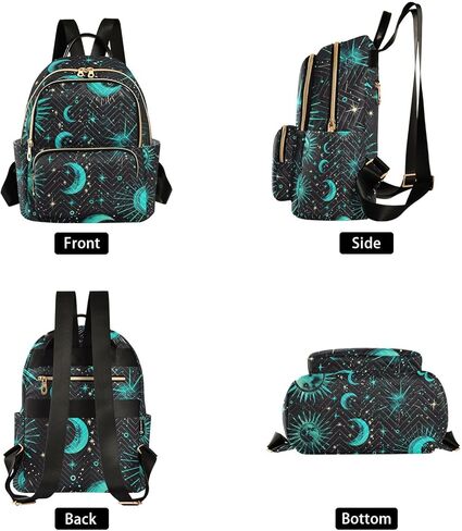 ALAZA Teal Blue Sun Moon and Stars Small Backpack Purse for Women Travel Bag Lightweight Shoulder Bag Fashion Daypack in Saudi Arabia