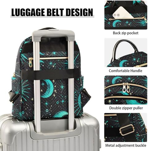 ALAZA Teal Blue Sun Moon and Stars Small Backpack Purse for Women Travel Bag Lightweight Shoulder Bag Fashion Daypack in Saudi Arabia