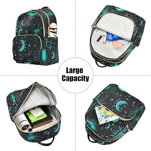 ALAZA Teal Blue Sun Moon and Stars Small Backpack Purse for Women Travel Bag Lightweight Shoulder Bag Fashion Daypack in Saudi Arabia