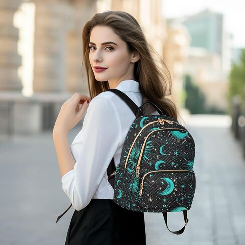 ALAZA Teal Blue Sun Moon and Stars Small Backpack Purse for Women Travel Bag Lightweight Shoulder Bag Fashion Daypack in Saudi Arabia