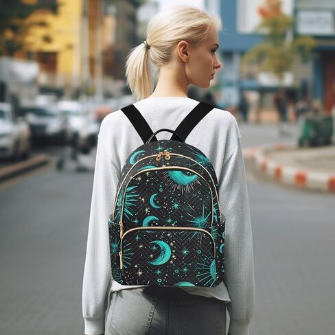 ALAZA Teal Blue Sun Moon and Stars Small Backpack Purse for Women Travel Bag Lightweight Shoulder Bag Fashion Daypack in Saudi Arabia
