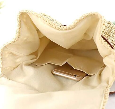 حقيبة ظهر نسائية منسوجة يدويًا متوسطة الحجم من القش برباط على الكتف حقيبة نهارية للشاطئ in Kuwait