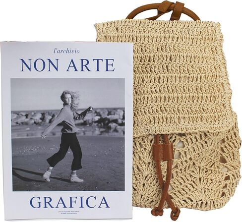 حقيبة ظهر نسائية منسوجة يدويًا متوسطة الحجم من القش برباط على الكتف حقيبة نهارية للشاطئ in Kuwait