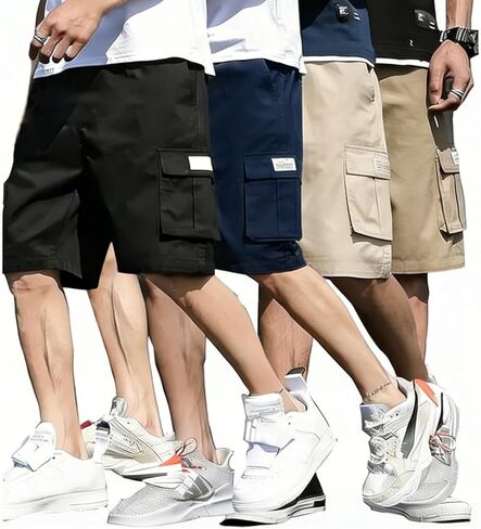 4 Pack Boys Cargo Shorts Quick Dry Hiking Shorts Lightweight Athletic Short with Zipper Pockets Outdoors in Kuwait