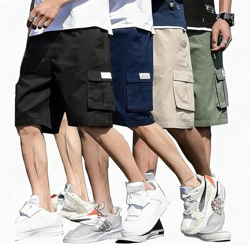 4 Pack Boys Cargo Shorts Quick Dry Hiking Shorts Lightweight Athletic Short with Zipper Pockets Outdoors in Kuwait