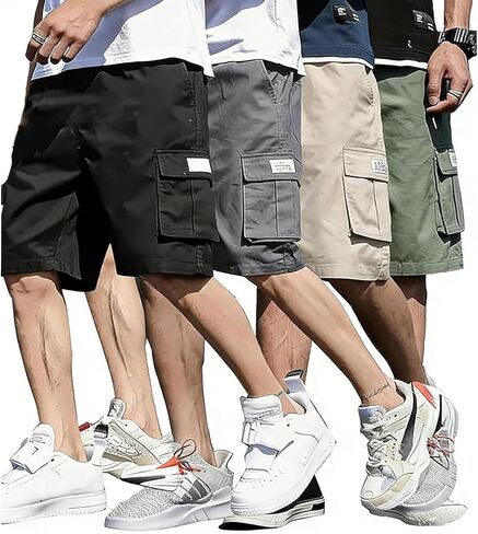 4 Pack Boys Cargo Shorts Quick Dry Hiking Shorts Lightweight Athletic Short with Zipper Pockets Outdoors in Kuwait