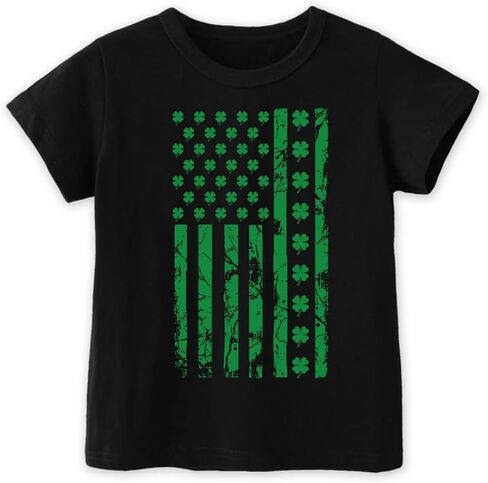 قميص عيد القديس باتريك للأطفال الصغار من الأولاد والبنات والأطفال، تي شيرت Happy Lucky Tee الأيرلندي، 2-5T in Kuwait