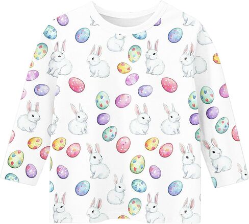 Girls Boys Easter Bunny Tshirt Kids Funny Rabbit Easter Egg Graphic Tee Cute Easter's Festival Print Tops 3-13 Years in Saudi Arabia