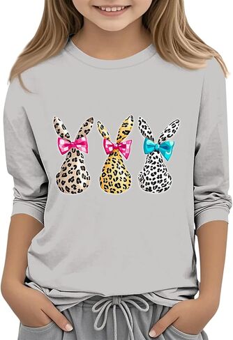 Girls Boys Easter Bunny Tshirt Kids Funny Rabbit Easter Egg Graphic Tee Cute Easter's Festival Print Tops 3-13 Years in Saudi Arabia